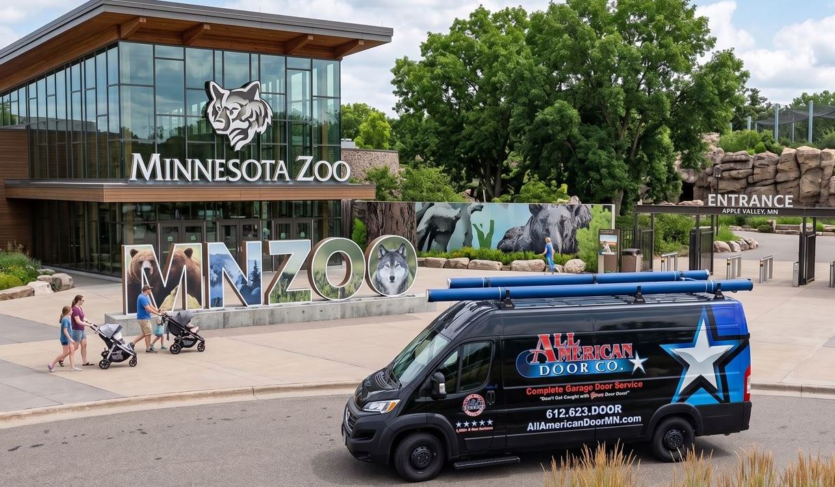 All American Door Truck in front of Minnesota Zoo in Apple Valley