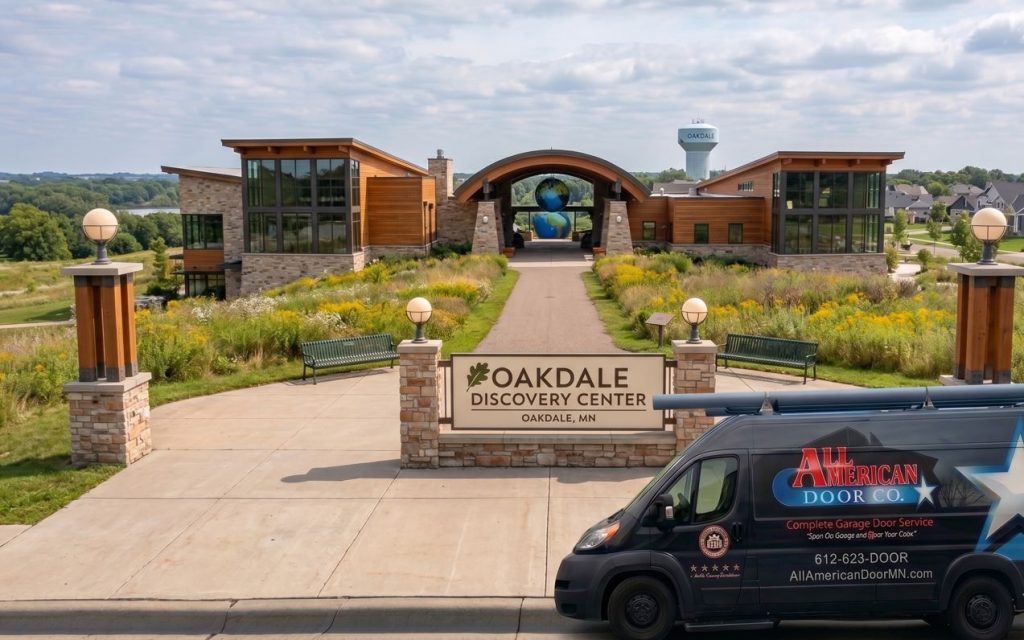 All American Door Van Parked In Front Of Oakdale Discovery Center Mn